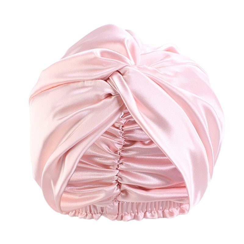 Double Layer Imitation Silk Nightcap with Cross Twist