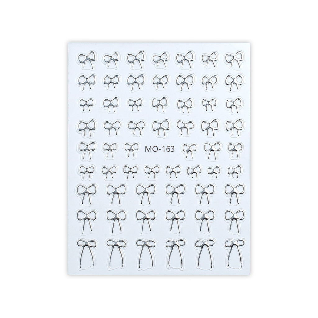 5D Minimalist Embossed Bow Nail Stickers (Black/White/Silver)