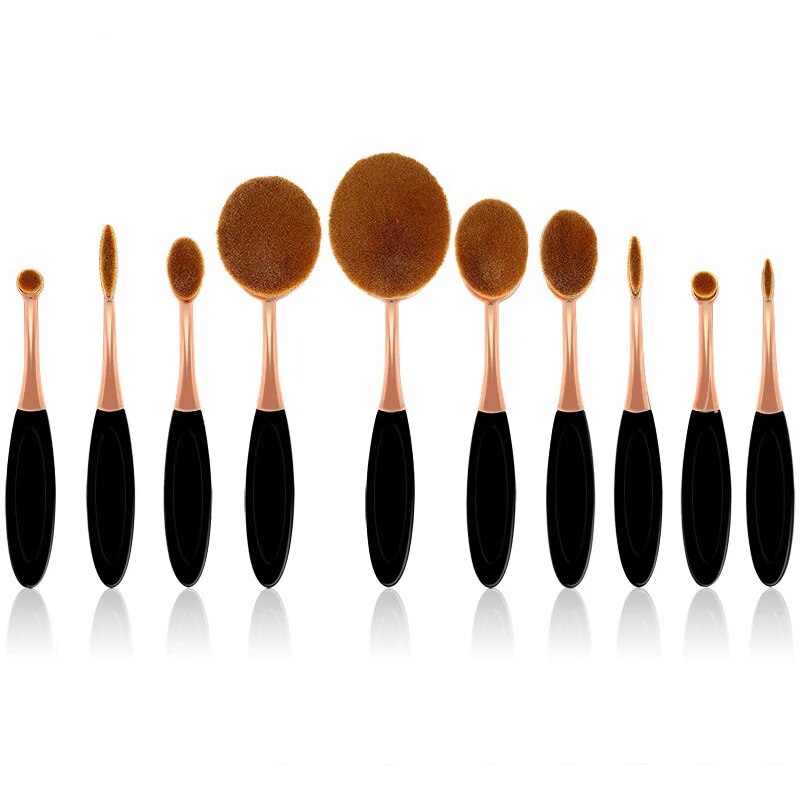 10-Piece Oval Makeup Brush Set