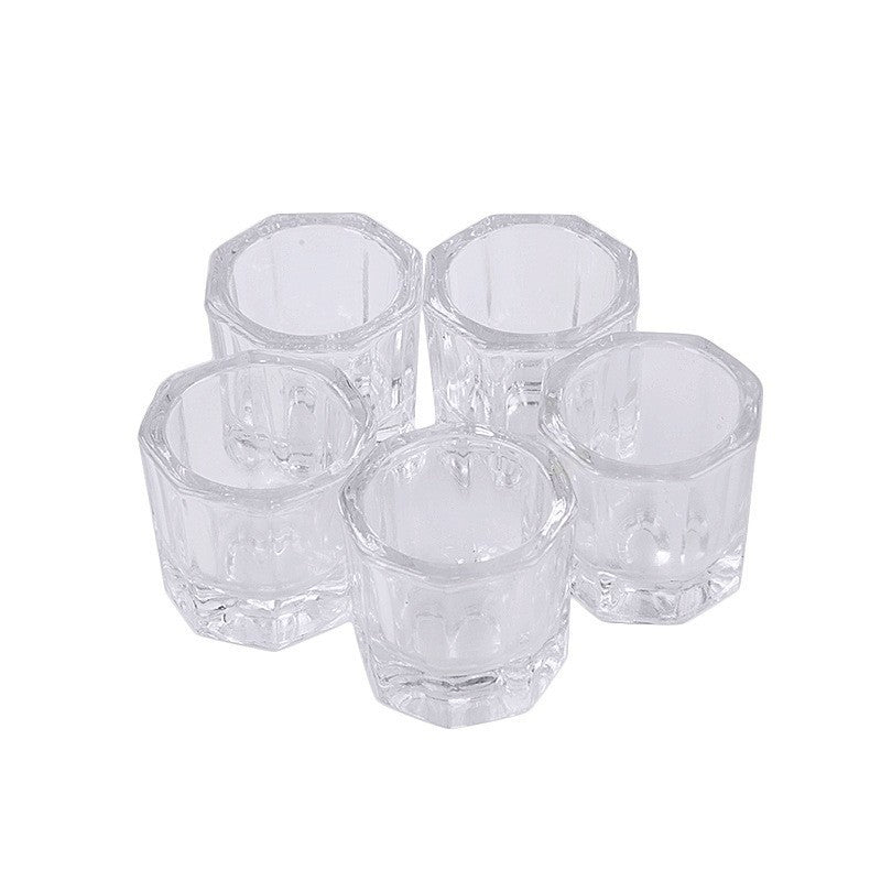 Nail Art Brush Cleaning Cup - Thick Glass Hexagonal Cup