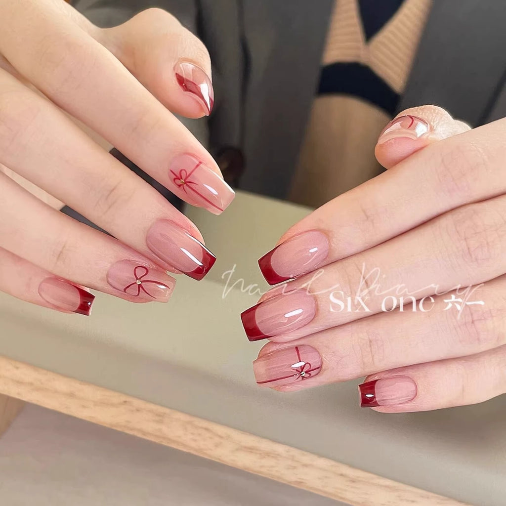 New Crystal Bow Nail Stickers with Elegant Lines