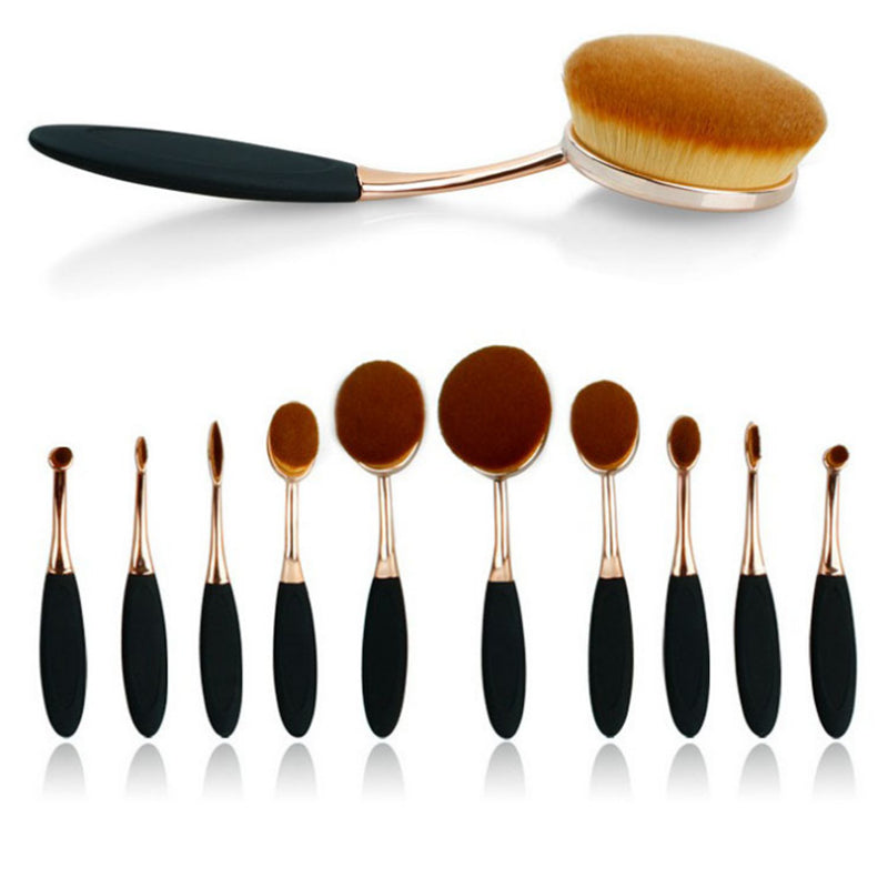 10-Piece Oval Makeup Brush Set