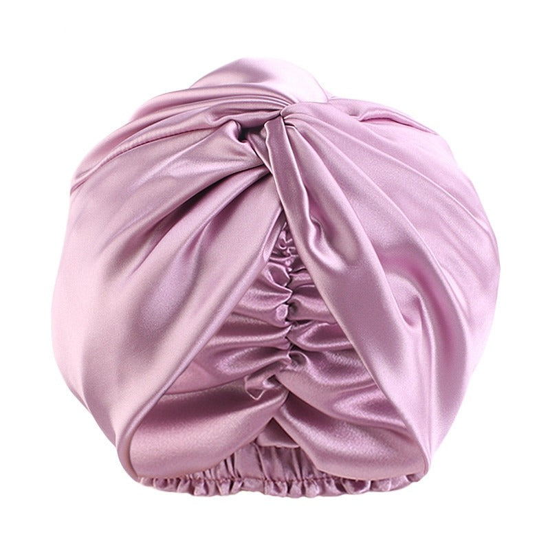 Double Layer Imitation Silk Nightcap with Cross Twist