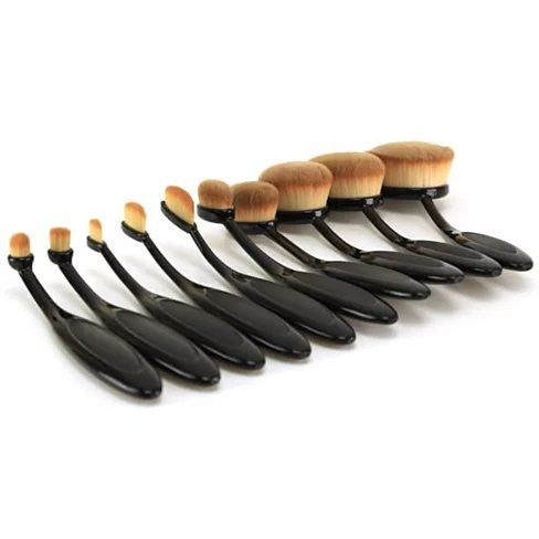 10-Piece Oval Makeup Brush Set