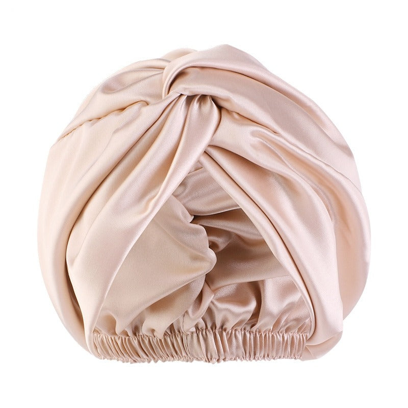 Double Layer Imitation Silk Nightcap with Cross Twist