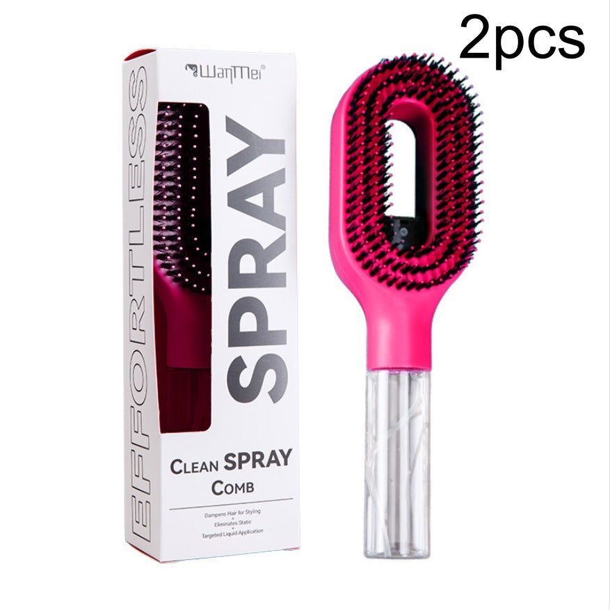2in1 Spray Comb Hairbrush with Scalp Massage & Mist Bottle