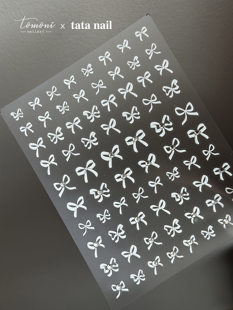 New Crystal Bow Nail Stickers with Elegant Lines
