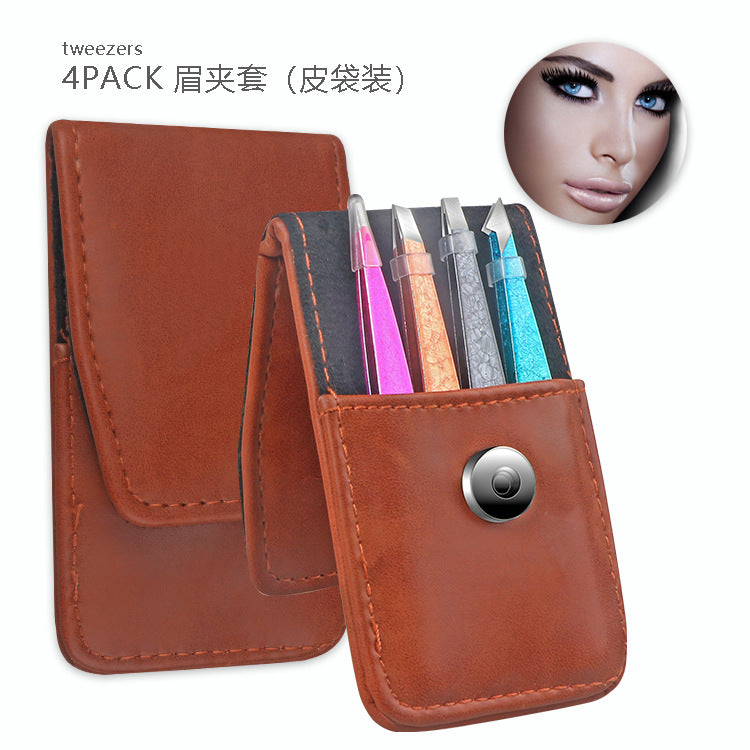 4-Piece Stainless Steel Eyebrow Tweezer Set