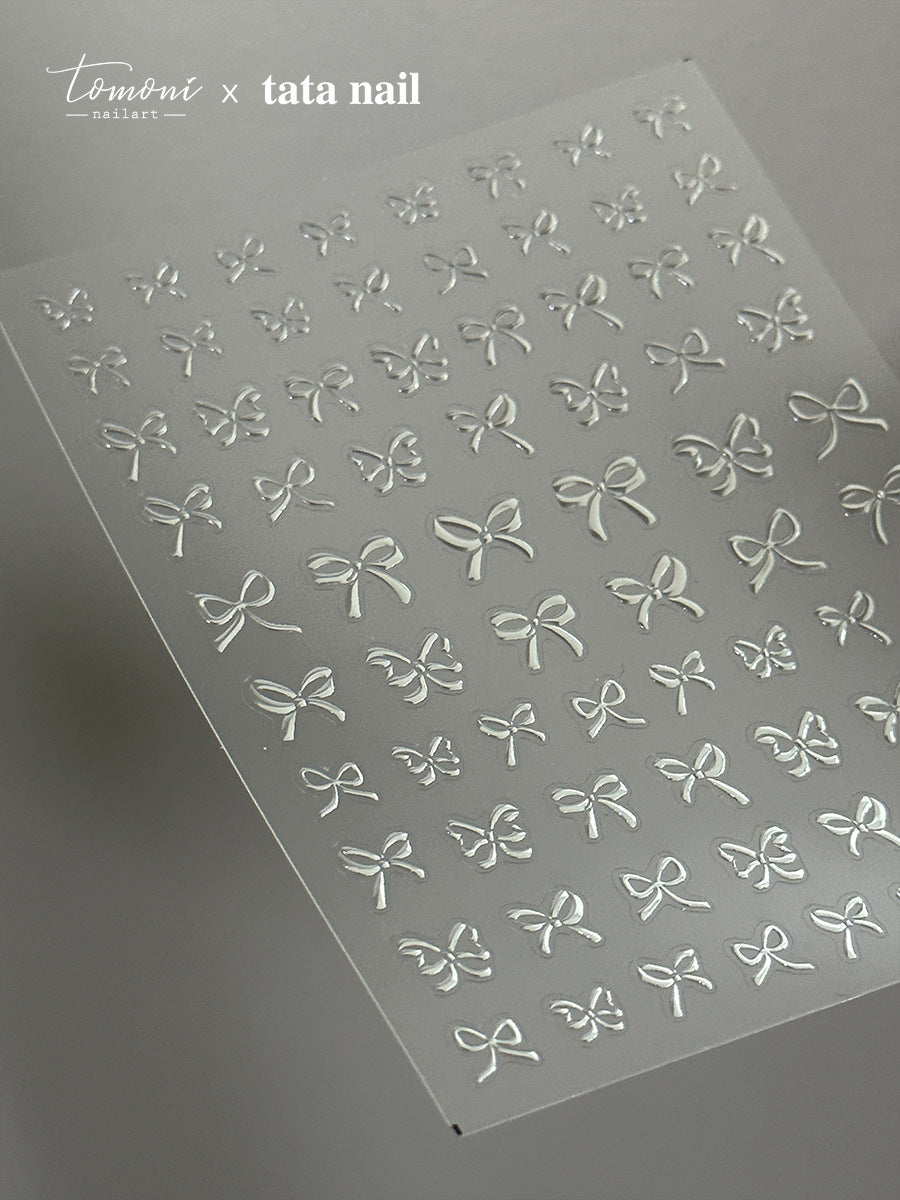 New Crystal Bow Nail Stickers with Elegant Lines