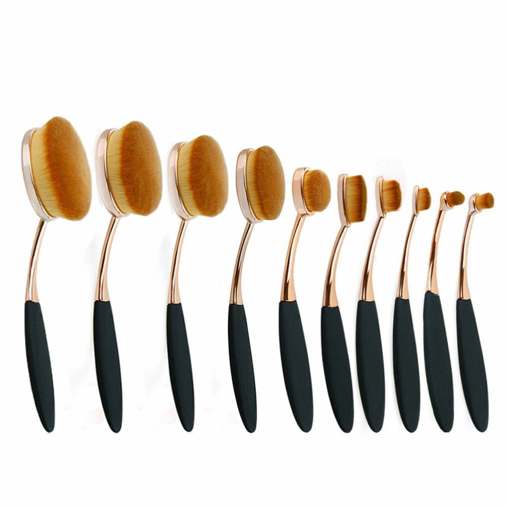 10-Piece Oval Makeup Brush Set