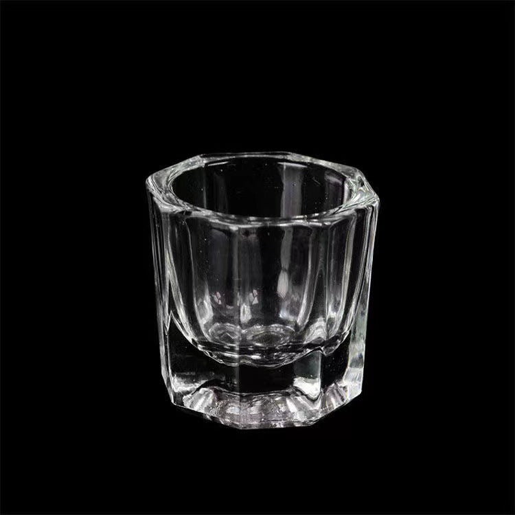Nail Art Brush Cleaning Cup - Thick Glass Hexagonal Cup