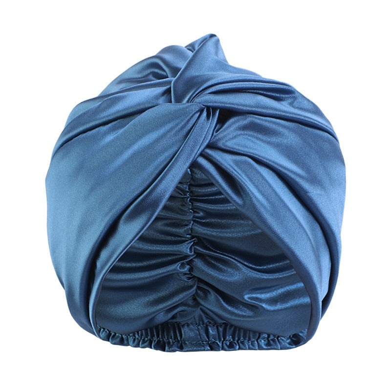 Double Layer Imitation Silk Nightcap with Cross Twist