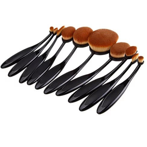 10-Piece Oval Makeup Brush Set