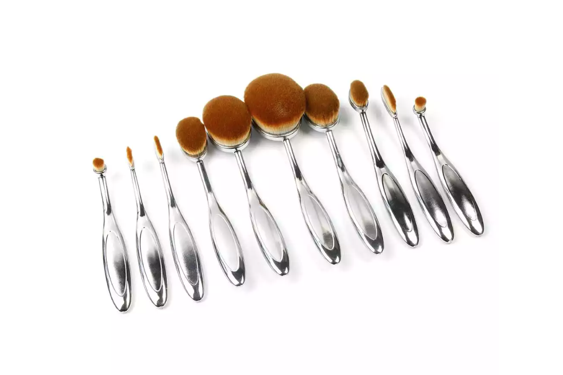 10-Piece Oval Makeup Brush Set