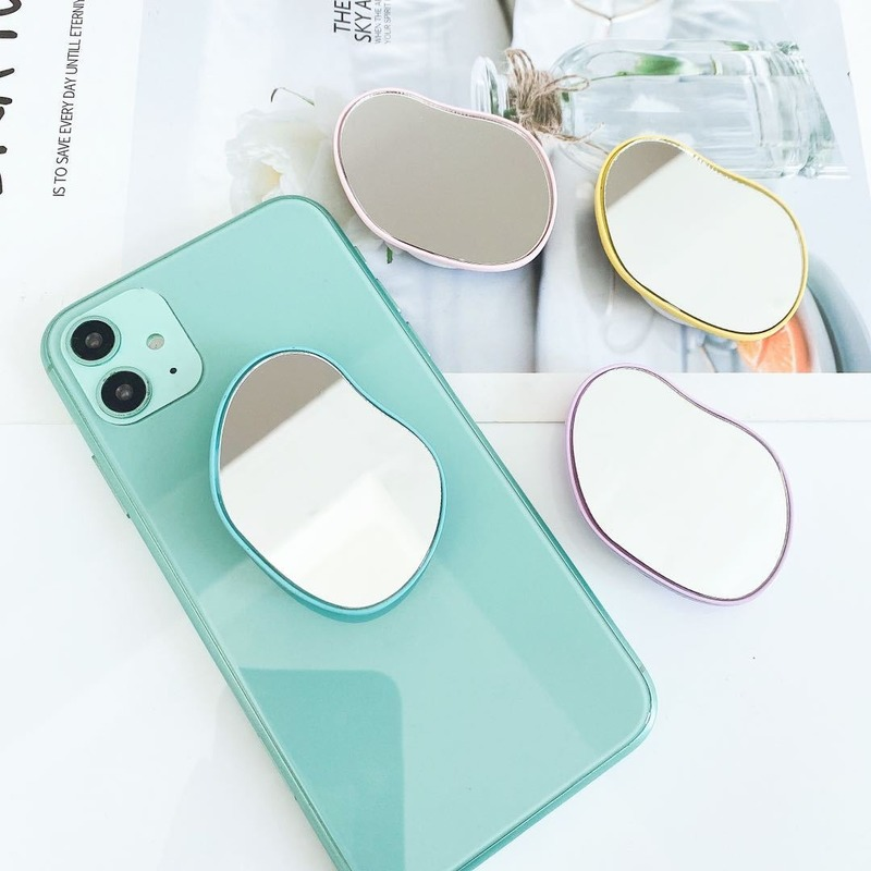 Irregular Decorative Compact Makeup Mirror and Phone Holder