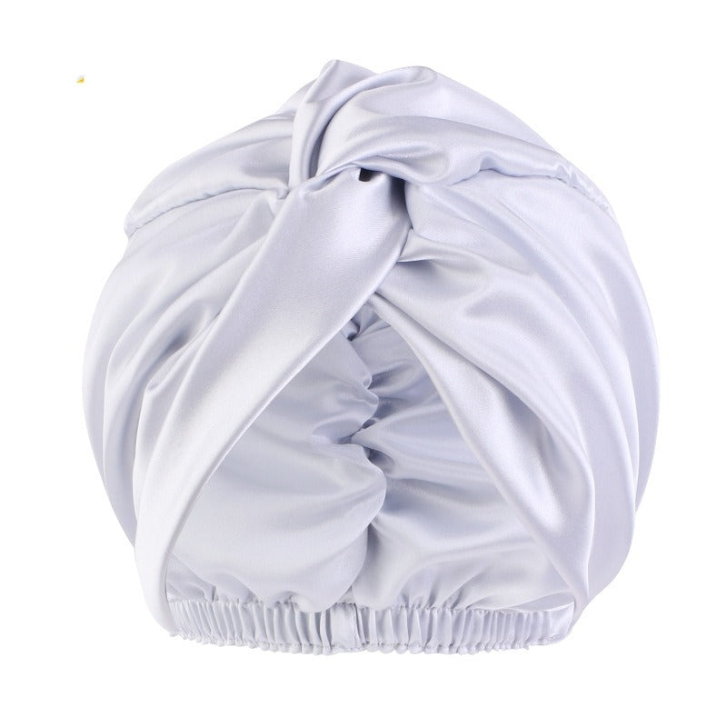 Double Layer Imitation Silk Nightcap with Cross Twist