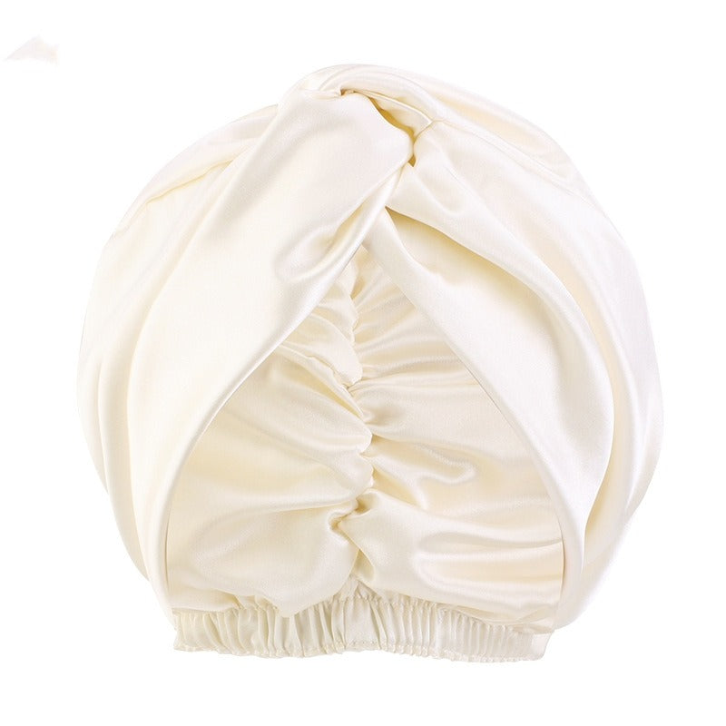 Double Layer Imitation Silk Nightcap with Cross Twist