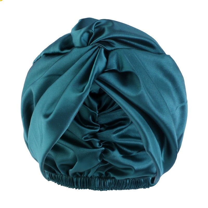 Double Layer Imitation Silk Nightcap with Cross Twist