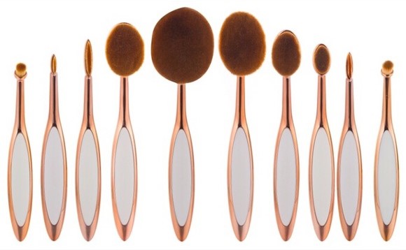 10-Piece Oval Makeup Brush Set