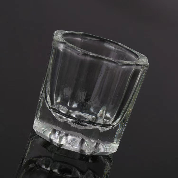 Nail Art Brush Cleaning Cup - Thick Glass Hexagonal Cup