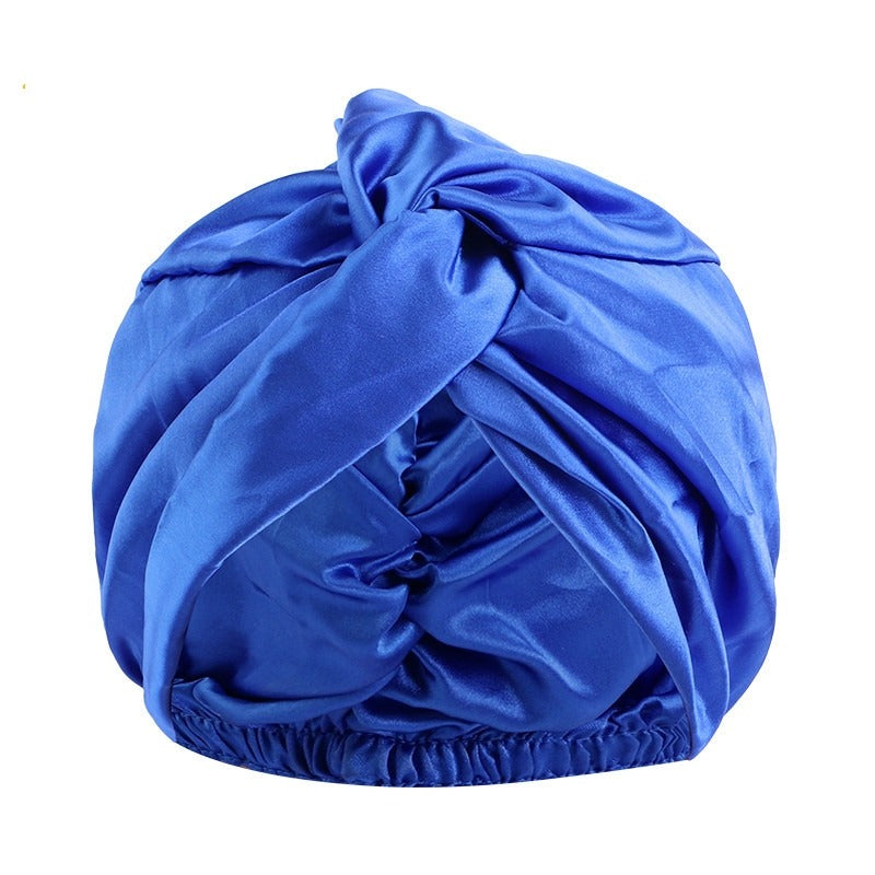 Double Layer Imitation Silk Nightcap with Cross Twist
