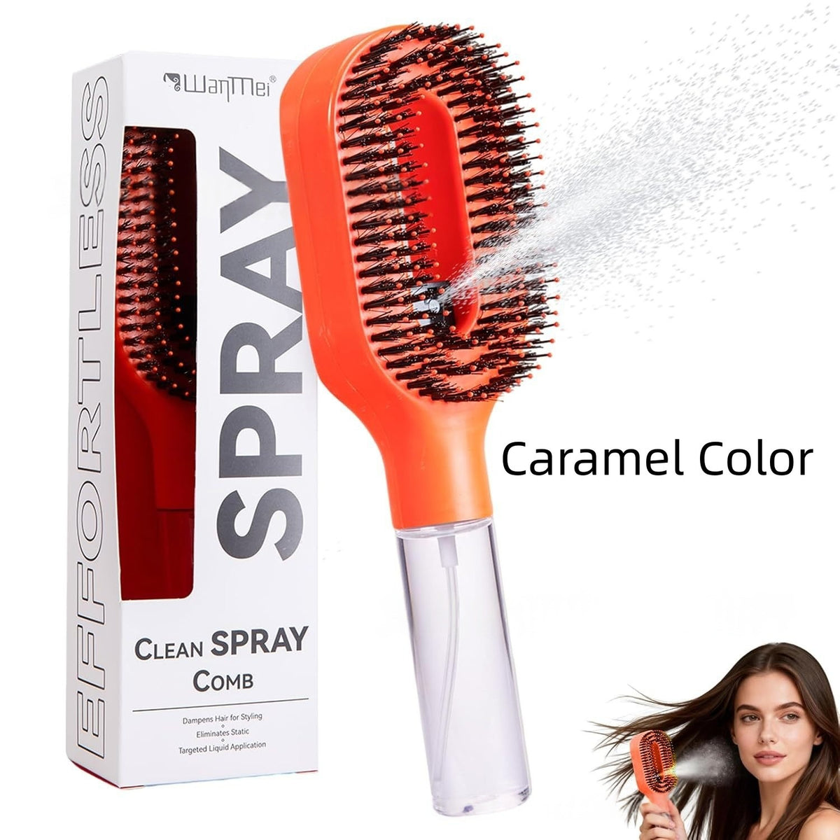 2in1 Spray Comb Hairbrush with Scalp Massage & Spray Bottle