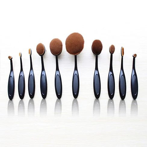 10-Piece Oval Makeup Brush Set