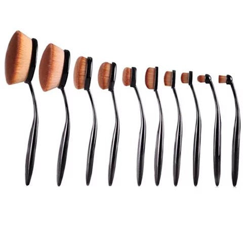 10-Piece Oval Makeup Brush Set