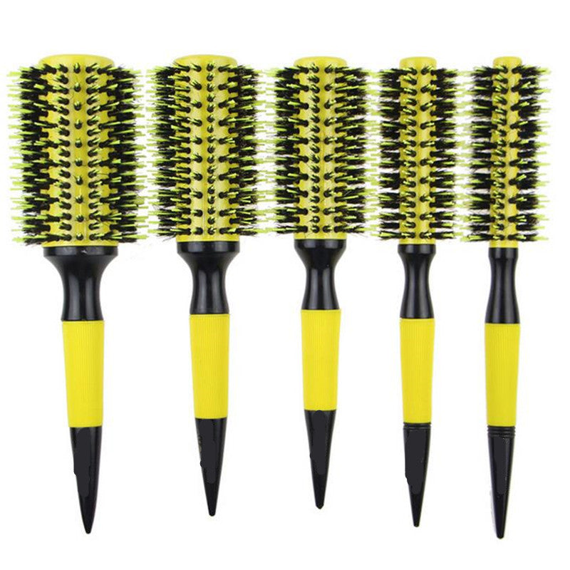 Round Wooden Comb with Mixed Nylon and Boar Bristles