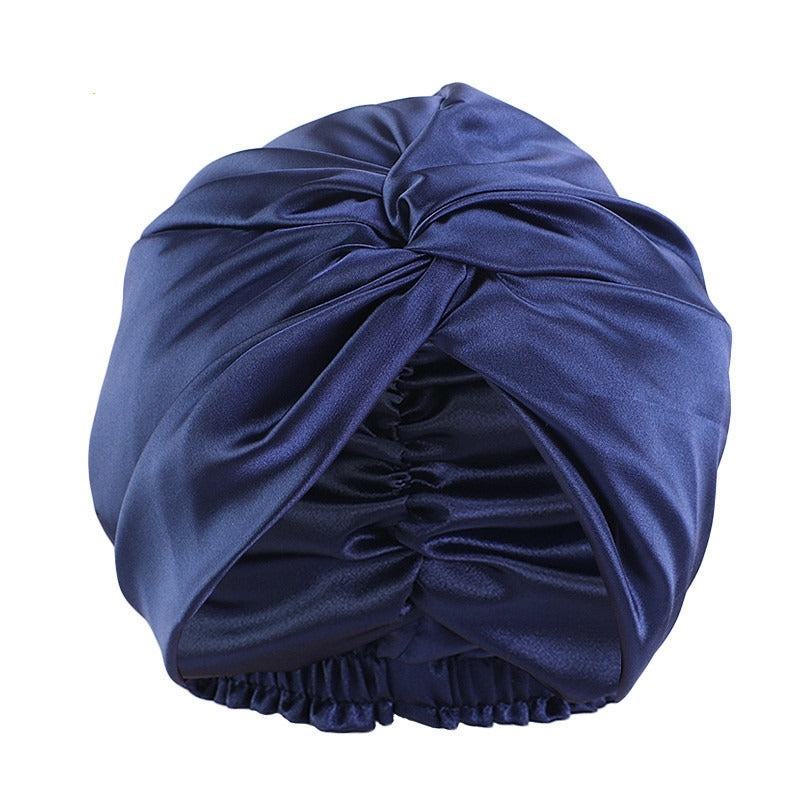Double Layer Imitation Silk Nightcap with Cross Twist